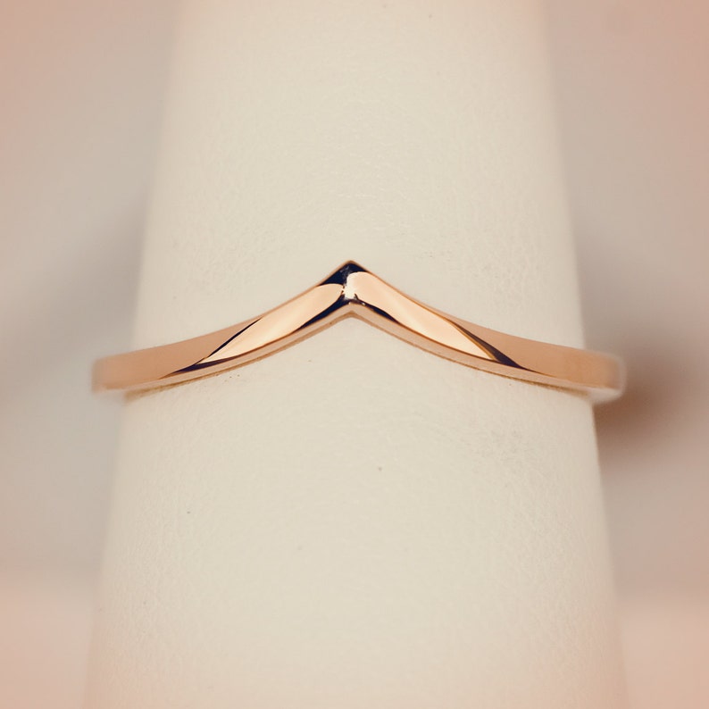 14K Rose Gold Chevron Midi Fashion Ring/ Midi Ring/ Knuckle Etsy