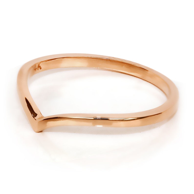 14K Rose Gold Chevron Midi Fashion Ring/ Midi Ring/ Knuckle Etsy