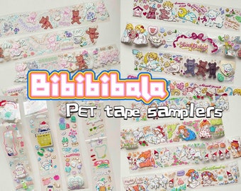 Bibibibala | originele collectie hoogwaardige PET-plastic masking tape-samplers - perfect voor dagboek/TN/planner/hobonichi/album/plakboek