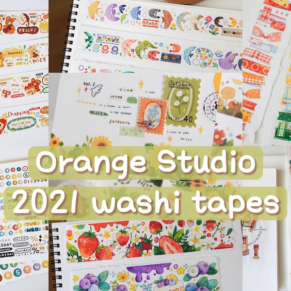 Orange Studio | Collections originales 2021 Échantillonneurs de ruban de masquage washi - Parfait pour journal / planificateur / TN / album / artisanat / scrapbook