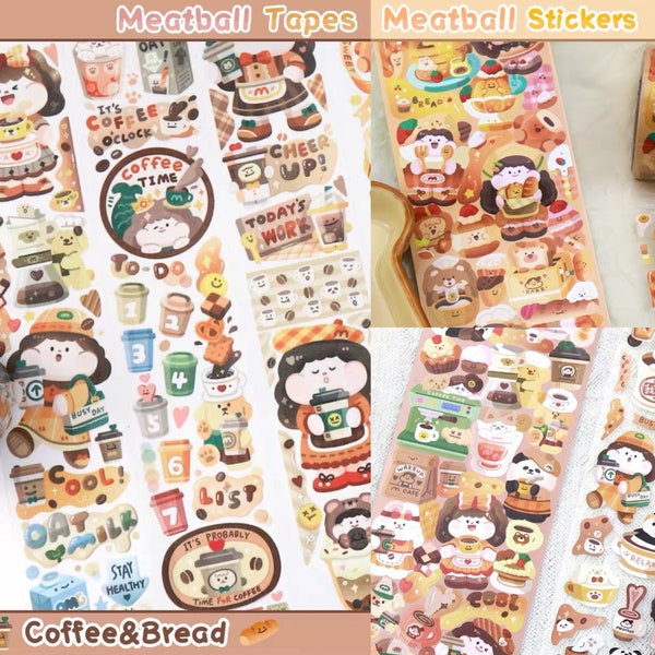 Frikadelle | 2023 Neujahr Kaffee & Brot hochwertiges Washi Tape / Vinyl Sticker Tape - perfekt für Planer/Journal/TN/Scrapbook/Fotodekor