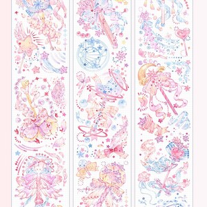 MIAOPAJI 2021 Oct decoration collection high quality clear PET plastic masking tape samplers perfect for journal/TN/planner/album/crafting StarWishes=6.5×100cm