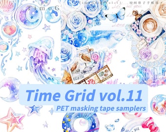 TimeGrid | vol.11 original collection high quality clear PET plastic masking tape samplers - perfect for journal/TN/planner/album/crafting