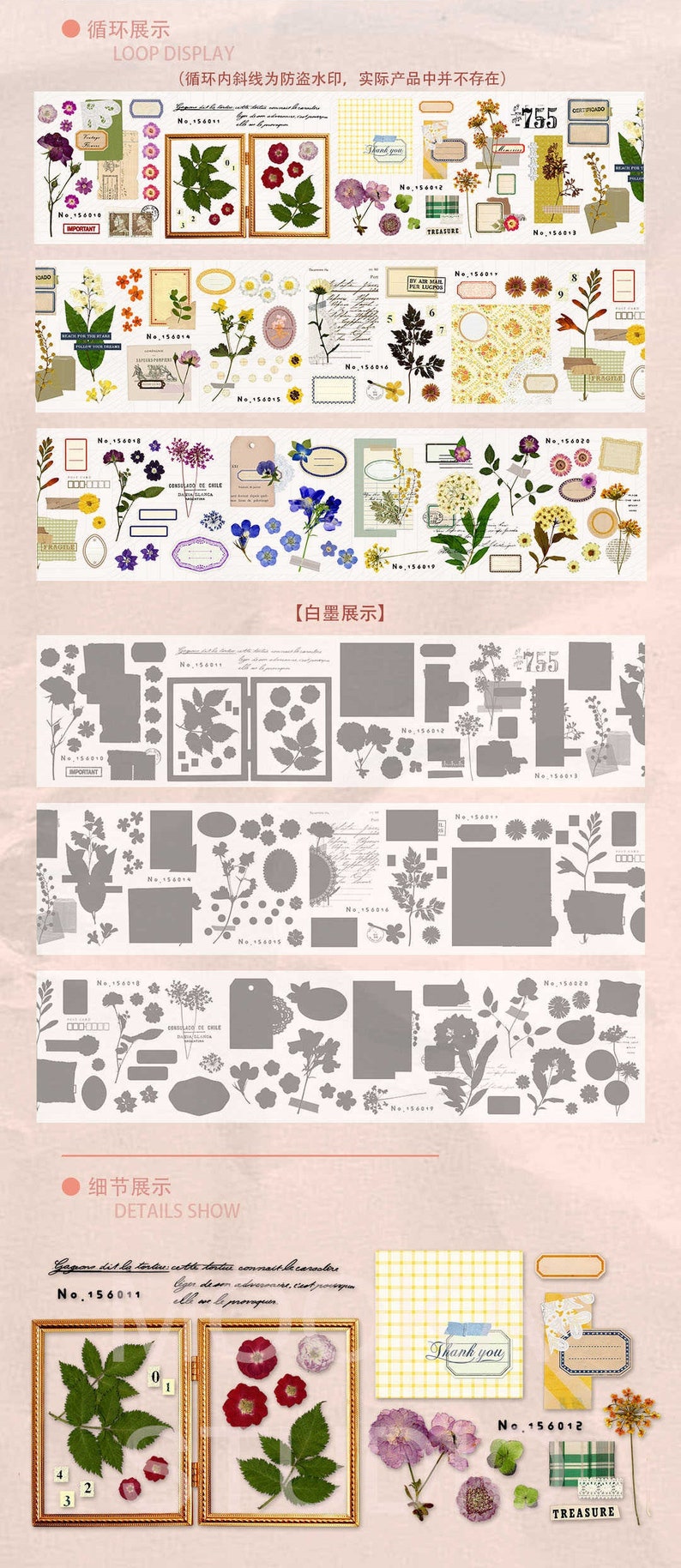 MooKA Studio vol.4 hochwertige PET Masking Tape Sampler & Sticker Sets perfekt für Journal/TN/Planner/Album/Basteln/Scrapbook Plant Collections