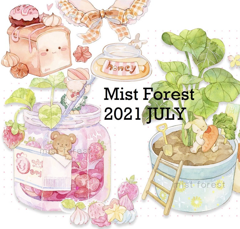 Nebelwald 2021 Juli Kollektion hochwertige, durchsichtige PET-Plastik-Klebebänder perfekt für Journal / TN / Planer / Album / Basteln Bild 1