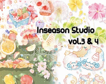 Inseason Studio | vol.3 & 4 Original Sammlung hochwertige klare PET Masking Tape Sampler - perfekt für Planer/Album/Basteln/Scrapbook