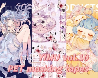 YIMU | vol.10 originele collectie hoge kwaliteit PET plastic masking tape samplers - perfect voor journal / TN / planner / album / scrapbook