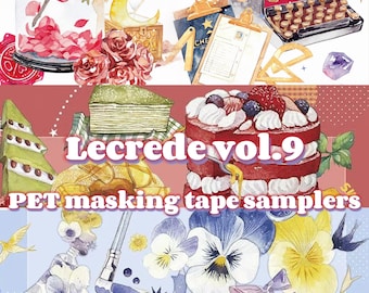 Lecrede | vol.9 Original Sammlung hochwertige PET Kunststoff Masking Tape Sampler - perfekt für Journal/TN/Planer/Album/Scrapbook