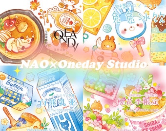 OneDay-Studio × NAO / 2021 Muestras de cinta adhesiva de plástico PET de alta calidad para verano e invierno: perfectas para revistas/TN/planificador/álbum/manualidades