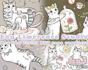Eon Limerence | Meowbu-Serie Original-Kollektion hochwertige PET-Masking Tape Sampler - perfekt für Journal/TN/Planer/Album/Scrapbook