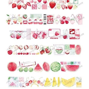 Neinei Full Of Summer Serie hochwertige PET Masking Tape Muster perfekt für Planer/Album/Bastelarbeiten The Strawberry