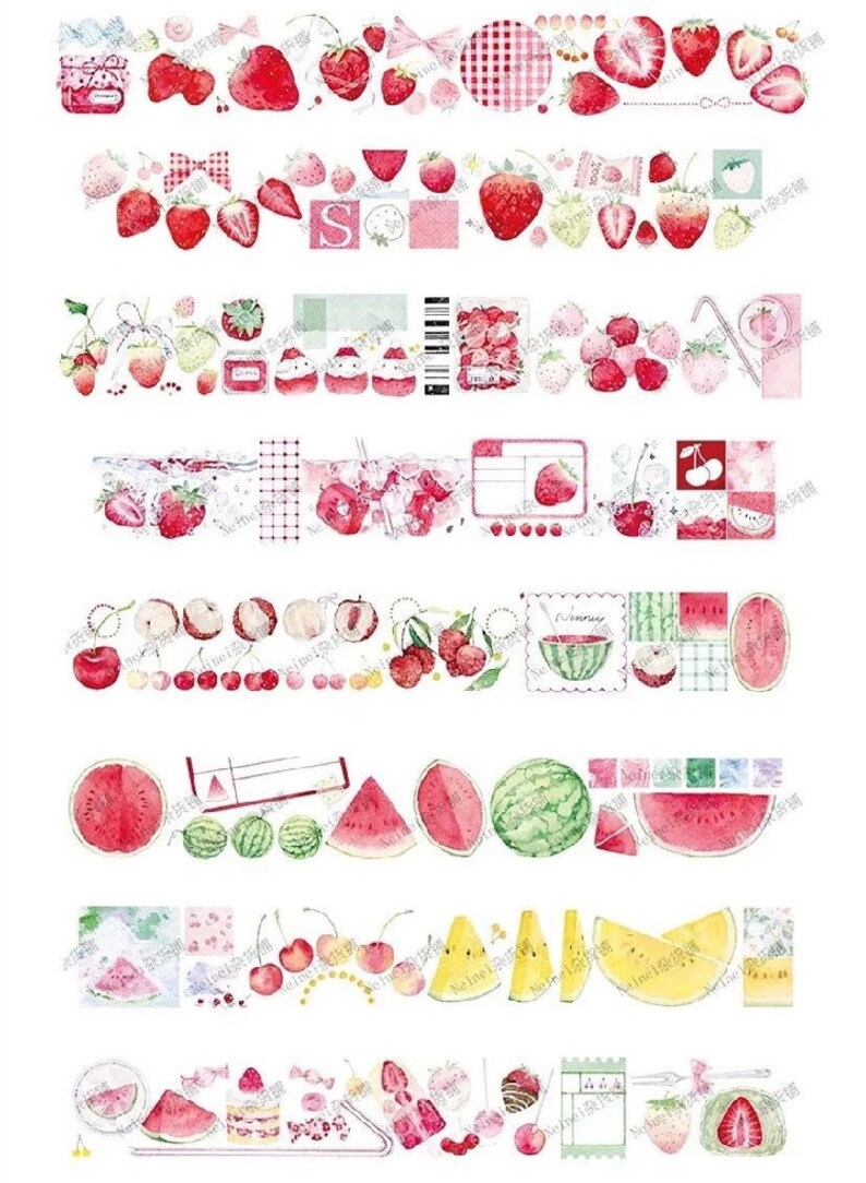 Neinei Full Of Summer Serie hochwertige PET Masking Tape Muster perfekt für Planer/Album/Bastelarbeiten The Strawberry