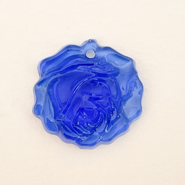Art Deco Rose Glass Pendant Blue
