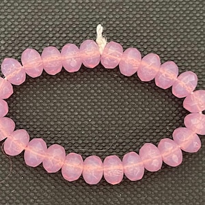Pink Faceted Rondelle Glass Beads