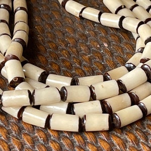 Natural Buri Nut Beads Tube 16" strand Natural