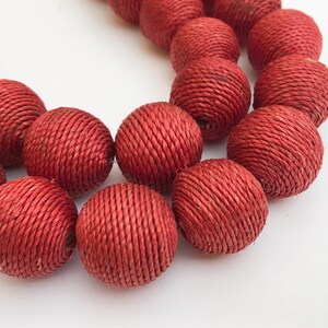 Cord Wrapped Beads, Round Wrapped Beads, Large Hole Beads 21mm Cinnamon Hemp-10pc zdjęcie 2