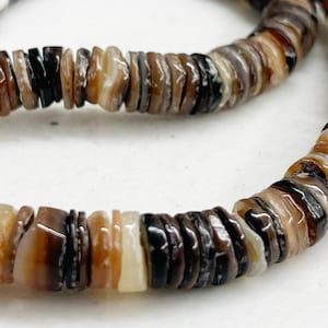 10MM Shell Heishi Brownlip 24 inch strand