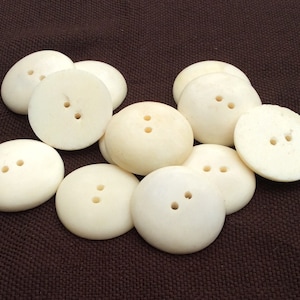 12pc bone round white buttons bone 28mm for crafts and accessories