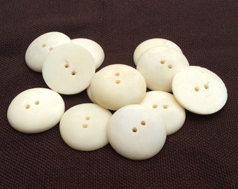12pc bone round white buttons bone 28mm for crafts and accessories