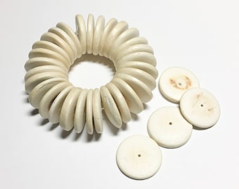 20mm Coconut Wood Discs, Coco Rondelle Cream Off White, Coconut Shell, Natural Wood Beads-30pc