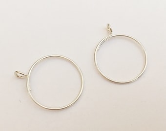 Sterling Silver Plain Ear Hoops 14mm-10pc