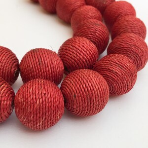 Cord Wrapped Beads, Round Wrapped Beads, Large Hole Beads 21mm Cinnamon Hemp-10pc zdjęcie 4