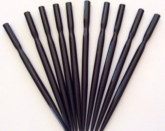 Black Lacquered Wood Hair Sticks: Hand Carved, 4.5&quot; (Set of 10)