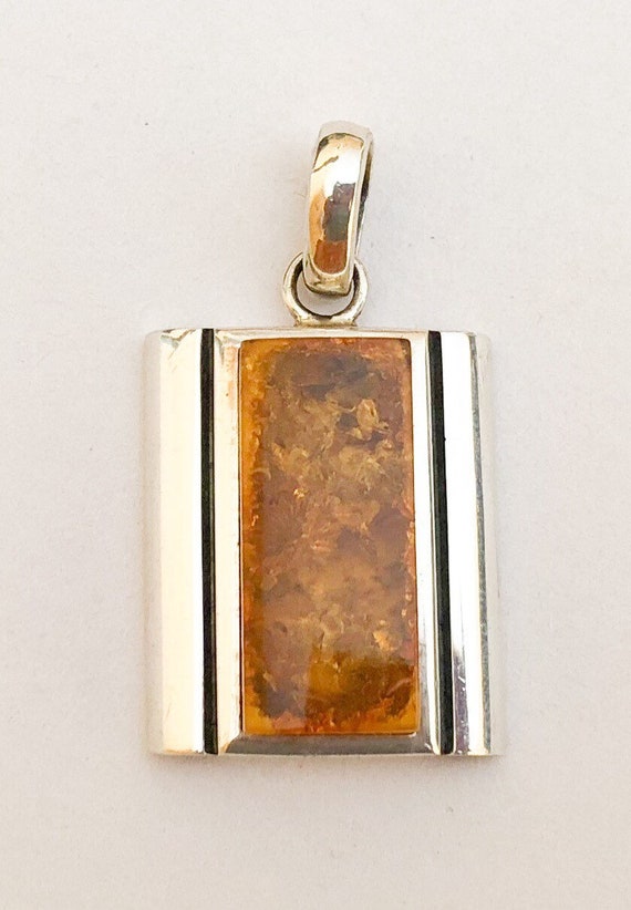 Nice Baltic Amber Pendant Sterling Silver - image 3