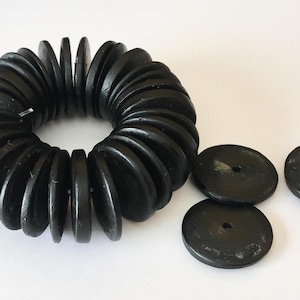 Discos de madera de coco de 20 mm, rondelle de coco negro, cáscara de coco, cuentas de madera natural - 30 piezas