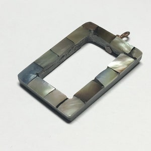 Blacklip Shell Pendant: Mosaic Inlaid Focal Bead (18x27mm)
