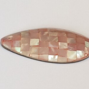 Inlaid shell pendant, abalone mosaic shell pendant teardrop red image 3