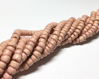 Small 4-5mm Coconut Beads, Natural Wood Beads, Coco Rondelle Pukalet Tan 16" strand