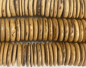 Kokosnuss Muschel Scheiben Perlen: 20 mm Tiger Pukalet Rondelle - 30stk