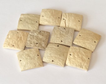 Bleached Coco Wood Square Connector Beads: Natural Jewelry Supplies (10 pc)