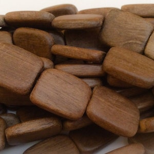 Natural wood beads, graywood beads 15x20 rectangle