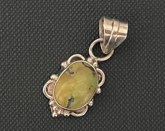 Vintage Oval Turquoise Pendant: Sterling Silver Gemstone
