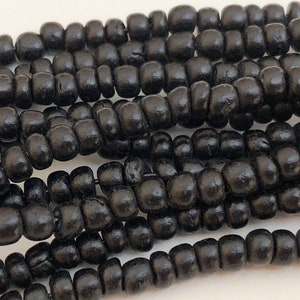 2～3 mm ブラックココナッツビーズ、天然木ビーズ、ココプカレット 16 インチストランド