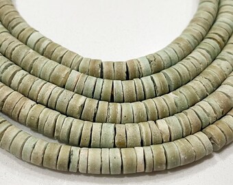 Heishi Beads, Coco 8MM Heishi Celadon Green 15 inch strand