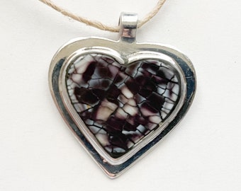 Purple Cowrie Shell Heart Pendant