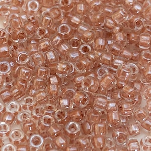 11/0 Japanese Glass Seed Beads Destash Inside Color Light Rose/Clear 30 Grams