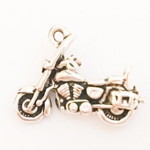 Detailed Sterling Silver Motorbike Charm Pendant