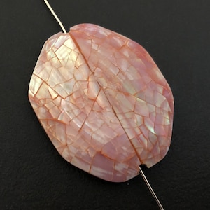 Abalone Focal Bead, Large Shell Inlaid Bead Red