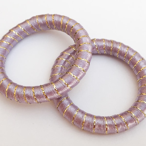 Focal Bead Wrapped Donut Ring Beads Statement Jewelry Shawl Ring 48mm Lavender/Gold-2pc