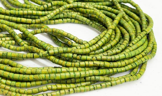 Lime Green Coconut Heishi Beads, 3mm Natural Wood Strand (24")
