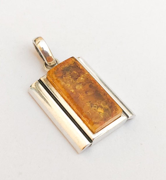 Nice Baltic Amber Pendant Sterling Silver - image 1