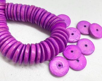 20 mm Kokosnuss Holz Spacer Rondelle Pukalet Perlen, Große Holzperlen Fuchsia~30stk