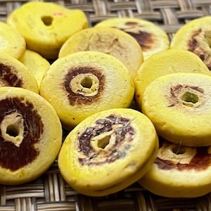 15mm Coconut wood discs, coco rondelle yellow, coconut shell pukalet~30pc