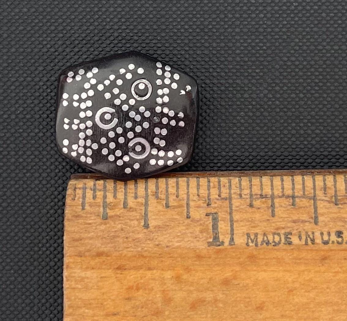 Lot De 8 Gros Boutons Vintage Gris Moucheté - Effet Corne - Trous 2,7 Cm