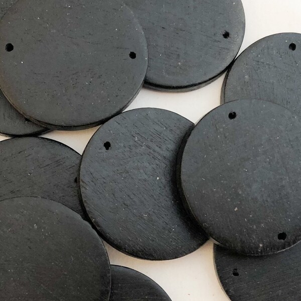 Black Wood Discs, Wood Disc Art, Wood Disc Bead, Wood Disc 30mm, Bead Connector, Wire Wrapping, Beading Accessories, Bead Connector, Wooden