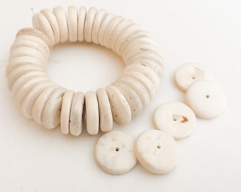 15 mm Creme Kokosnuss Holzperlen: Natürliche Coco Rondelle Scheiben (30 Stück)